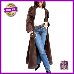 Women's Brown Long Pea Coat Trench